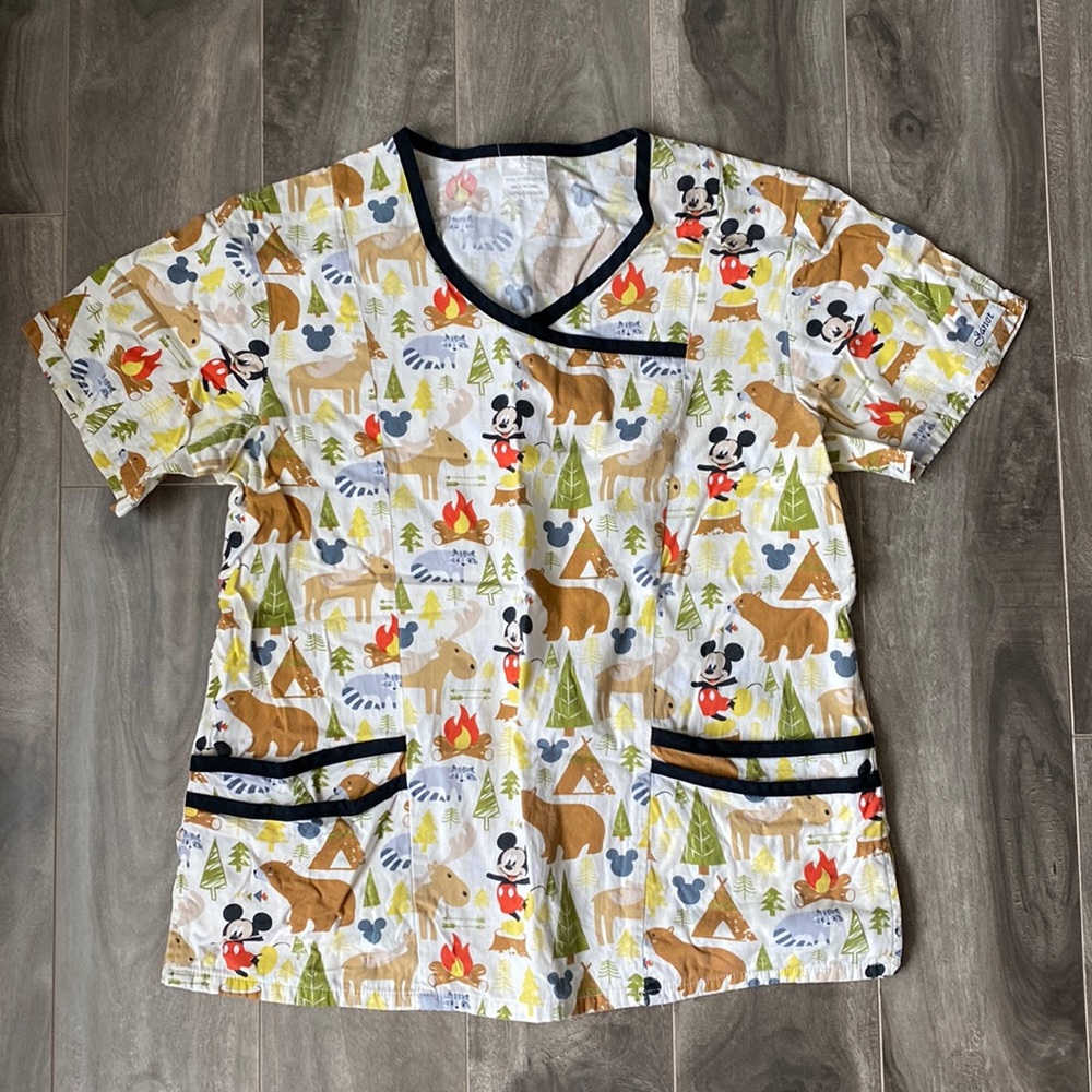 Women’s Janet Scrub Top - Mickey Mouse Forest